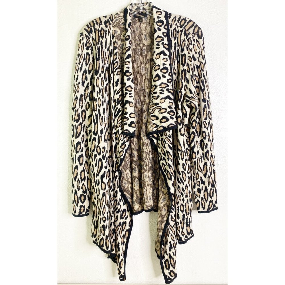 Cupid Woman Sz 1X Leopard Waterfall Cardigan Soft GUC